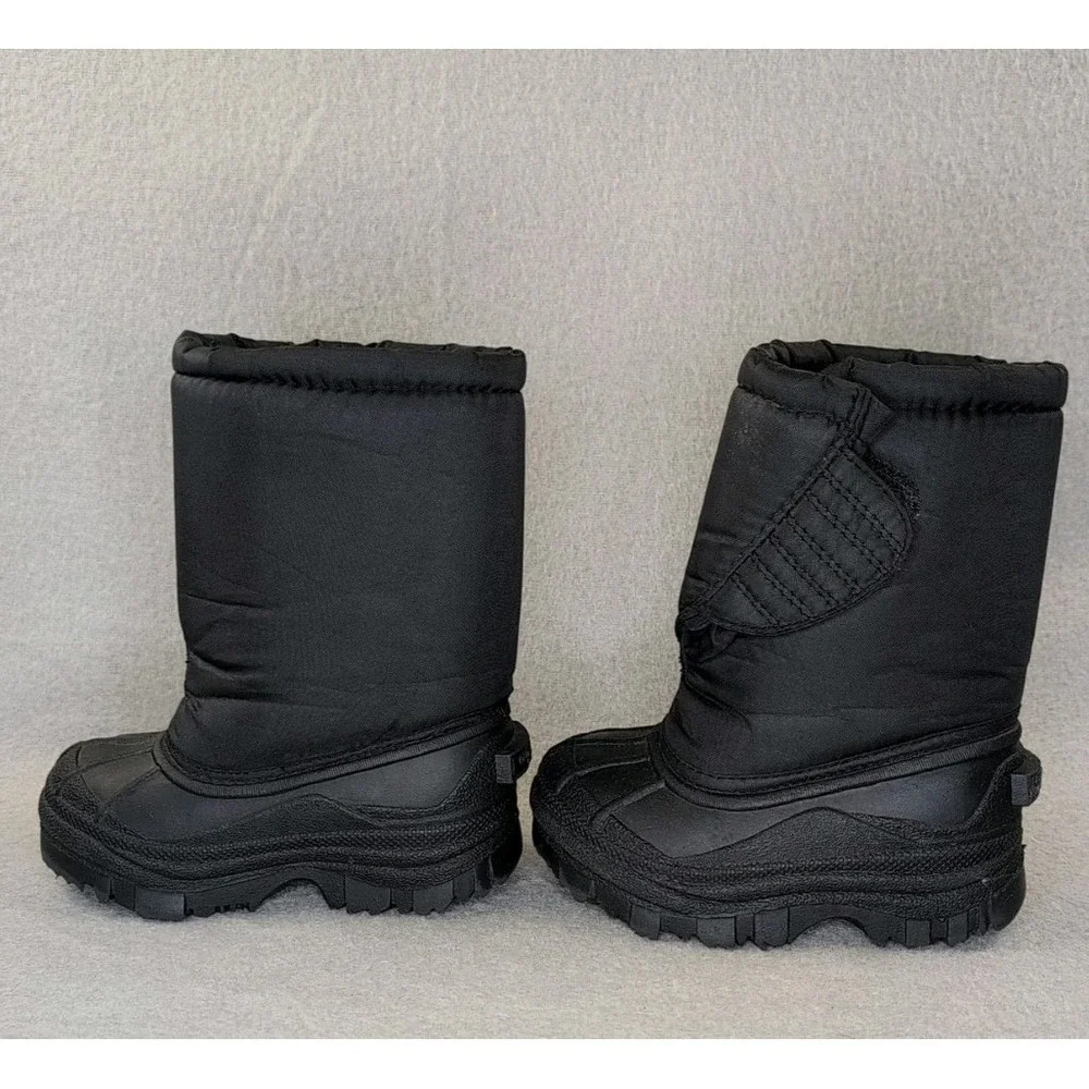 Outbrook Kids Snow Boots Size 6 Black Faux Fur Warm Pull On Winter Unisex